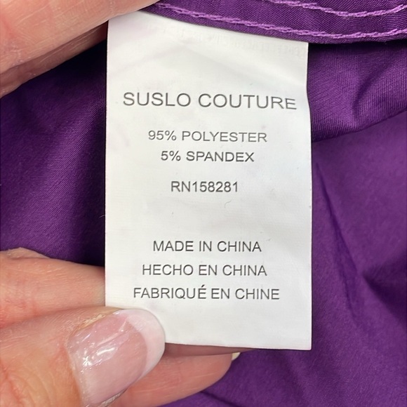 New Suslo Couture Comfort 4 Way Stretch Long Sleeve Button Front Shirt Purple M - Picture 7 of 8